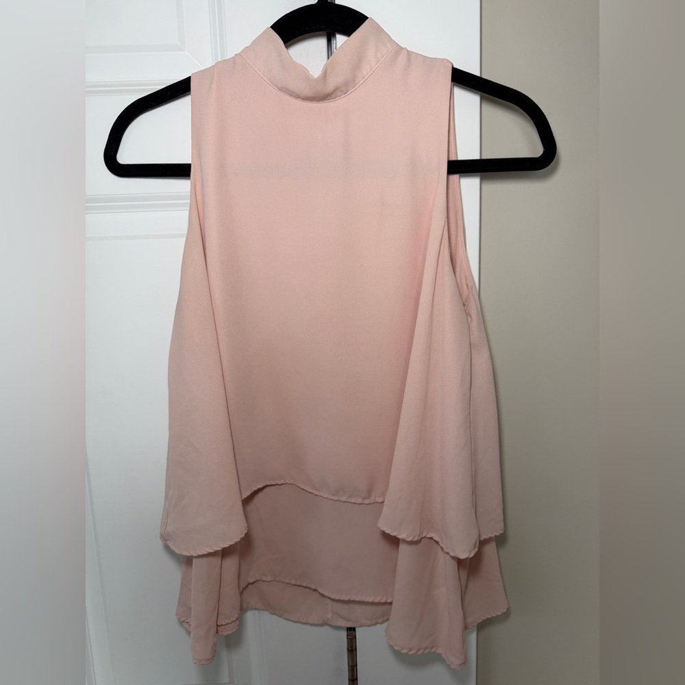 Alya Pink Sleeveless Layered Blouse Size Medium
